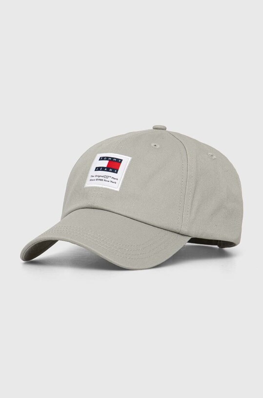 Tommy Jeans czapka z daszkiem bawełniana aplikacja zielony AW0AW16117