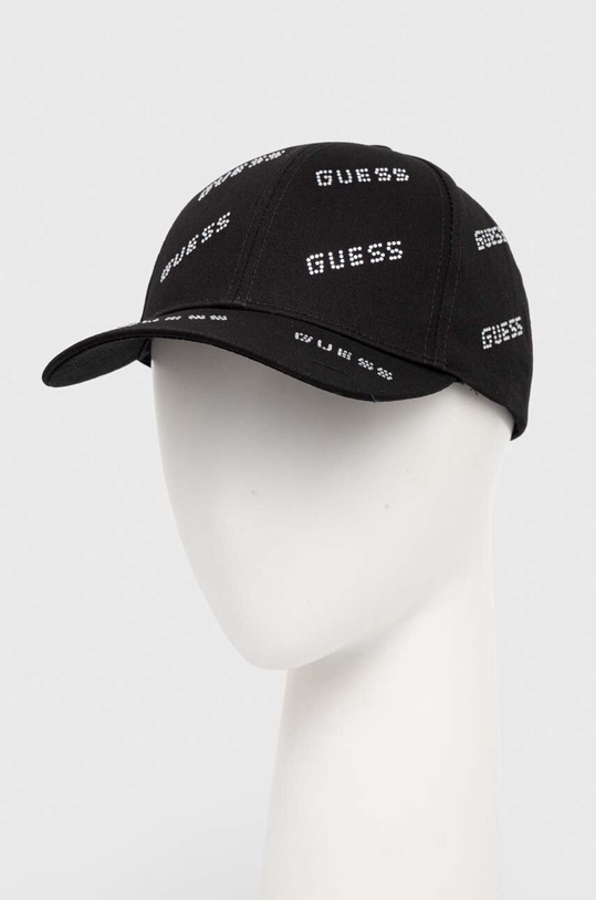 Bavlněná baseballová čepice Guess bavlna černá V4RZ03.WFKN0