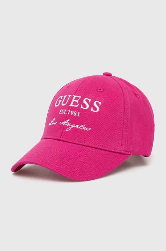 Guess czapka z daszkiem bawełniana aplikacja różowy V4RZ01.WFKN0