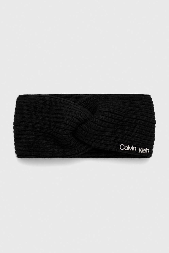 Calvin Klein bentiță din amestec de lână uni negru K60K611400