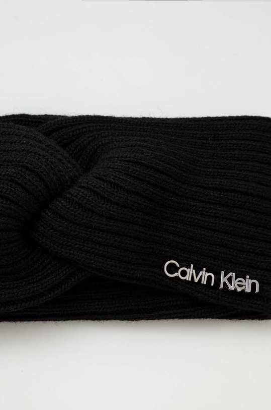 Calvin Klein opaska z domieszką wełny K60K611400 czarny SS24