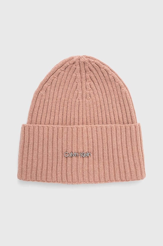 Шапка з домішкою вовни Calvin Klein з додаванням вовни рожевий K60K611401