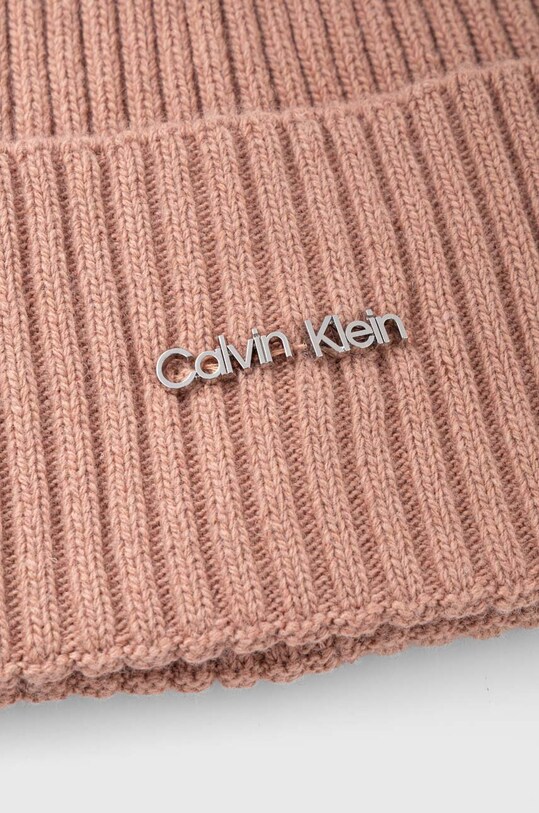 Čiapka s prímesou vlny Calvin Klein K60K611401 ružová SS24
