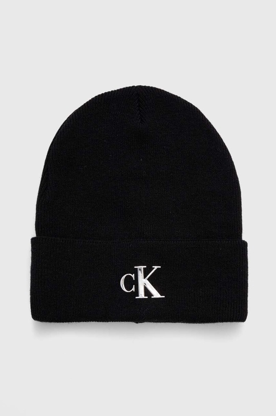 Vlněná čepice Calvin Klein Jeans vlna černá K60K611542