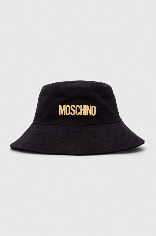 Βαμβακερό καπέλο Moschino απλικέ μαύρο M3094.65408