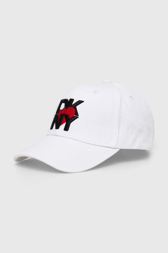 Dkny czapka z daszkiem bawełniana HEART OF NY aplikacja biały D2B4B147