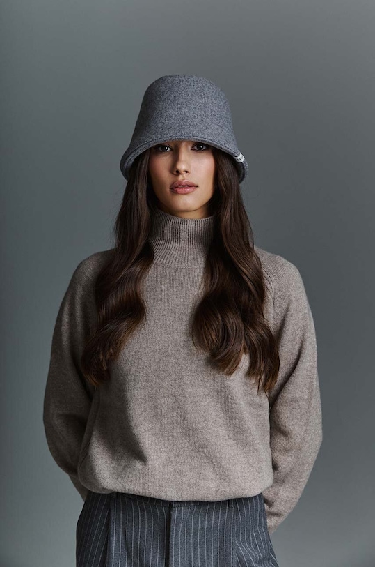 Шапка от кашмир LE SH KA headwear Grey Bucket вълна сив GreyBucket