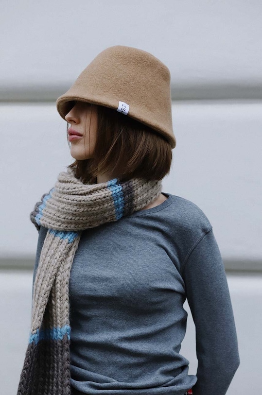 LE SH KA headwear kapelusz wełniany Brown Bucket BrownBucket brązowy SS24