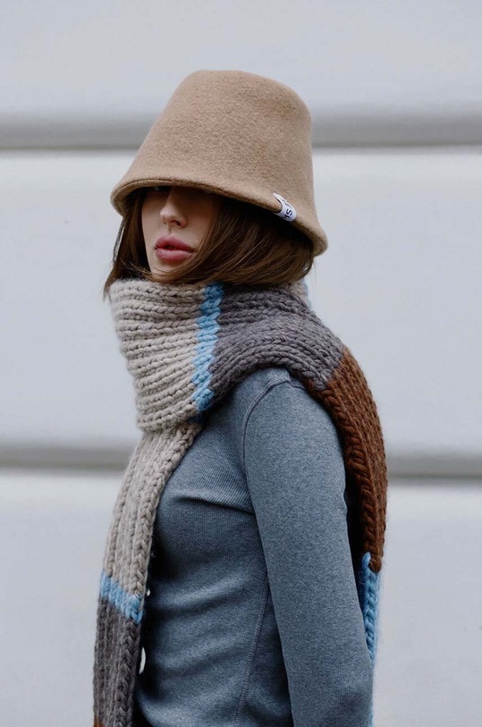 Akcesoria LE SH KA headwear kapelusz wełniany Brown Bucket BrownBucket brązowy