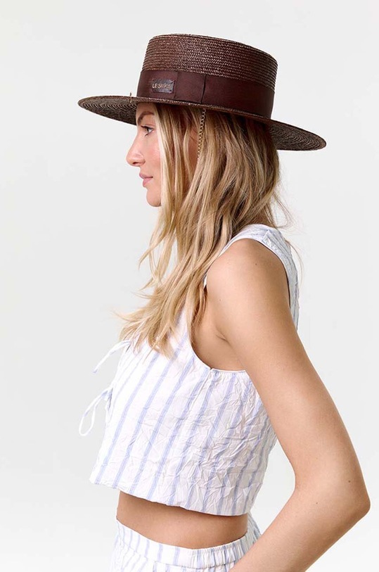 Accesorii Pălărie din colecția LE SH KA headwear. Model cu bor larg, confecționat din paie naturale. GoldCanotier bej