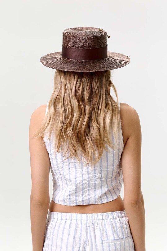 Pălărie din colecția LE SH KA headwear. Model cu bor larg, confecționat din paie naturale. bej GoldCanotier