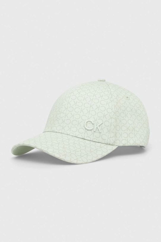 Calvin Klein czapka z daszkiem bawełniana aplikacja zielony K60K611999