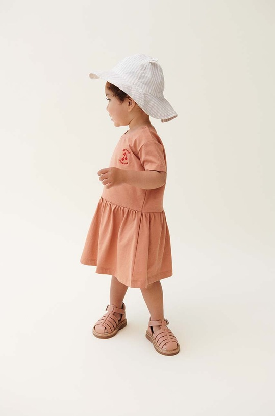 Дитяча бавовняна панама Liewood Amelia Seersucker Sun Hat With Ears бежевий LW18742