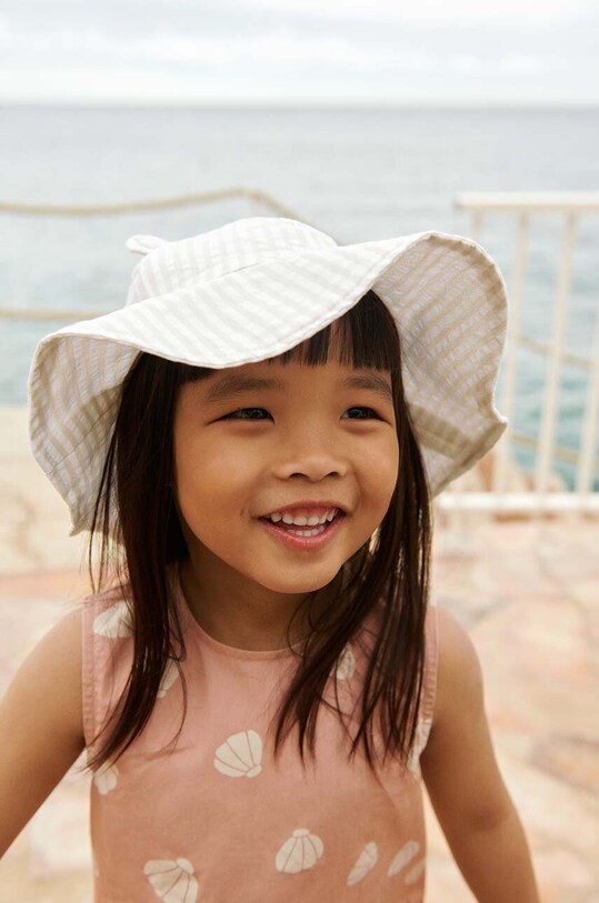 Liewood pălărie din bumbac pentru copii Amelia Seersucker Sun Hat With Ears bumbac violet LW18742