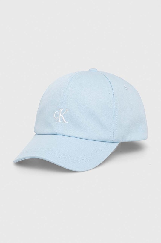 Дитяча бавовняна кепка Calvin Klein Jeans аплікація блакитний IU0IU00150.PPYH