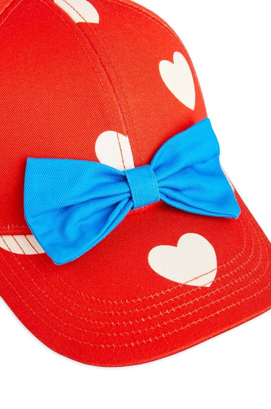 Момиче Детска памучна шапка с козирка Mini Rodini Hearts 2426510442 червен