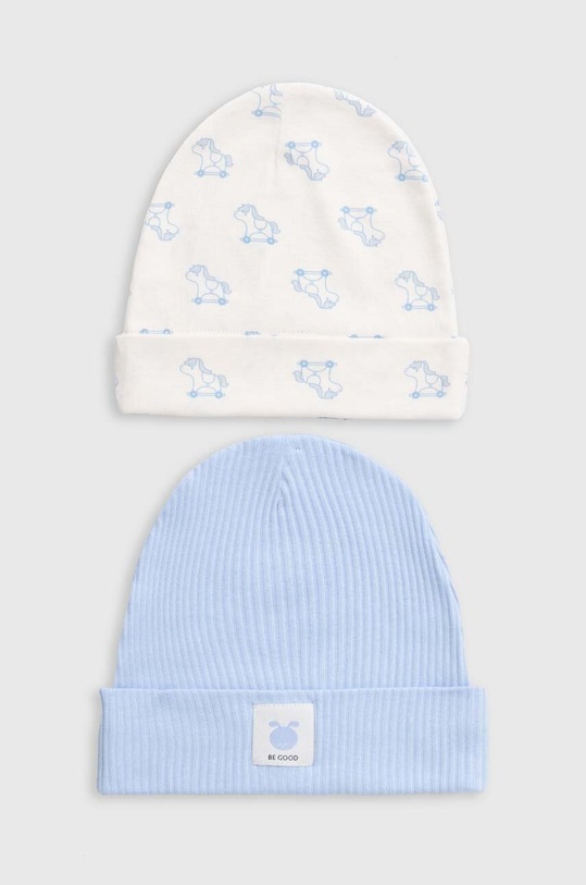 United Colors of Benetton czapka bawełniana dziecięca 2-pack bawełna niebieski 3FMG0A002.W.Seasonal