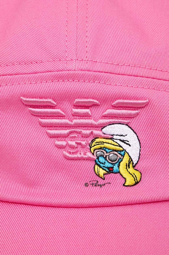 Pamučna kapa sa šiltom za bebe Emporio Armani 404700.G.4R499 roza SS24
