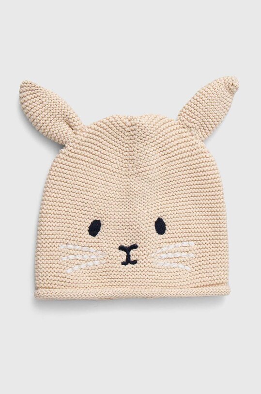 United Colors of Benetton czapka bawełniana dziecięca aplikacja beżowy 6V22AA00D.G.W.Sea.PPYH