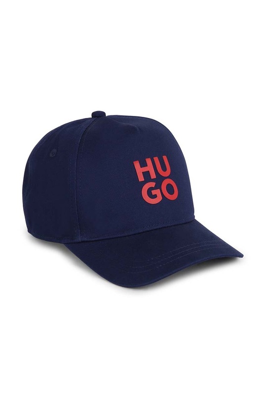 HUGO czapka z daszkiem bawełniana dziecięca aplikacja granatowy G00119.