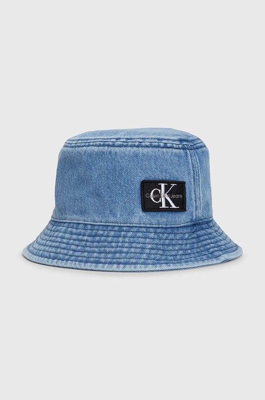 Calvin Klein Jeans kapelusz bawełniany dziecięcy aplikacja niebieski IU0IU00593.PPYH