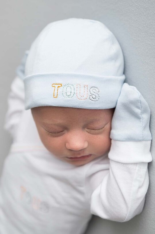 Tous czapka i rękawiczki dziecięce drobny wzór niebieski Basic.2001