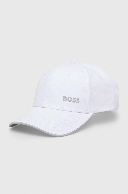 BOSS Green czapka z daszkiem bawełniana bawełna biały 50505834