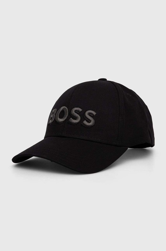 Βαμβακερό καπέλο του μπέιζμπολ BOSS απλικέ μαύρο 50505571