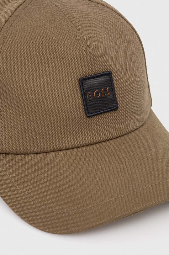 BOSS Orange czapka z daszkiem bawełniana 50505437 zielony SS24