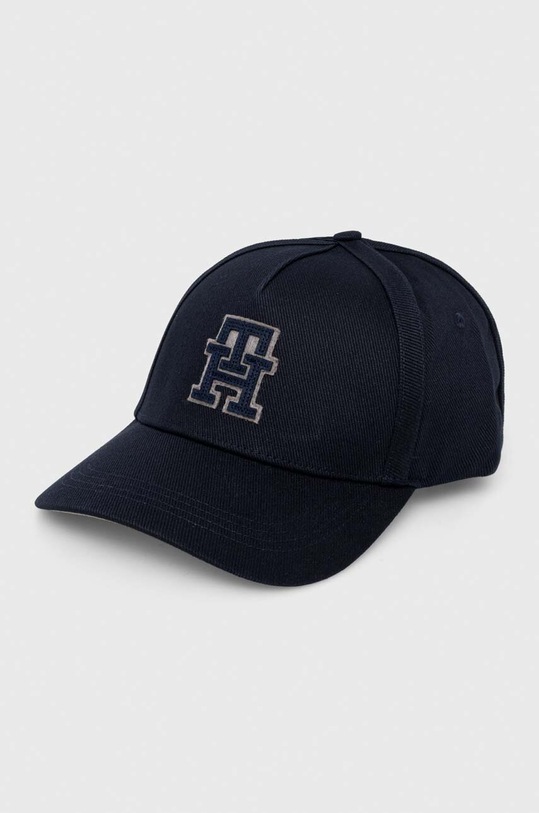 Tommy Hilfiger czapka z daszkiem bawełniana aplikacja granatowy AM0AM12040