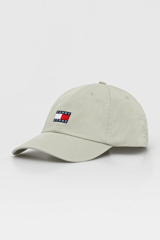 Tommy Jeans czapka z daszkiem bawełniana zielony AM0AM12020