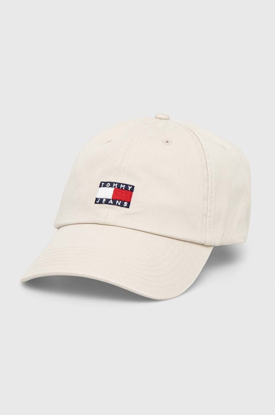 Tommy Jeans czapka z daszkiem bawełniana aplikacja beżowy AM0AM12020