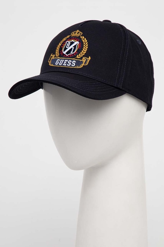 Guess czapka z daszkiem bawełniana aplikacja granatowy M4RZ09.WF8V0