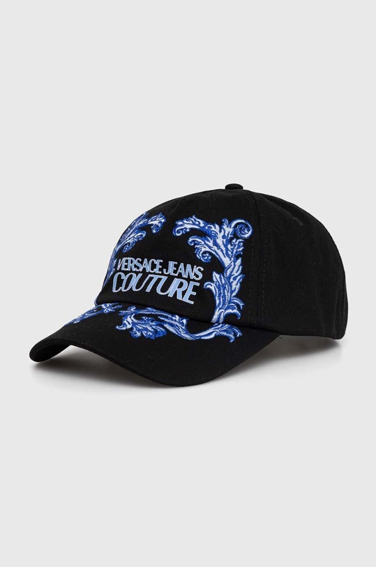 Versace Jeans Couture czapka z daszkiem bawełniana nadruk czarny 76GAZK33.ZG270