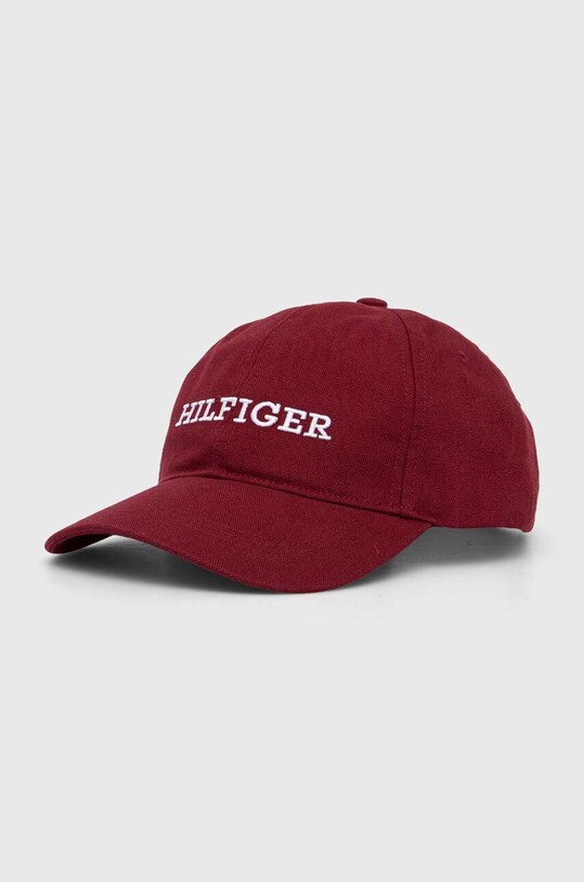 Хлопковая кепка Tommy Hilfiger аппликация бордо AM0AM12154