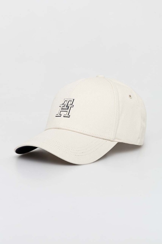 Tommy Hilfiger czapka z daszkiem bawełniana aplikacja beżowy AM0AM12300