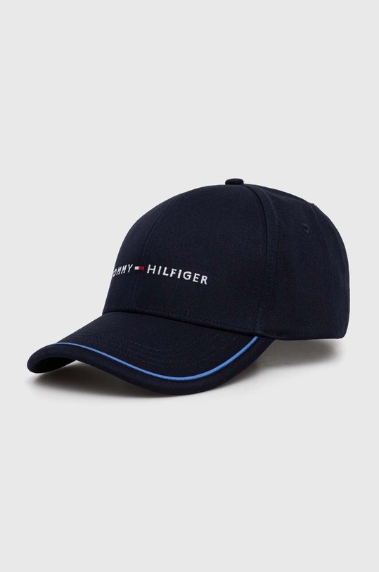 Tommy Hilfiger czapka z daszkiem bawełniana aplikacja granatowy AM0AM12304