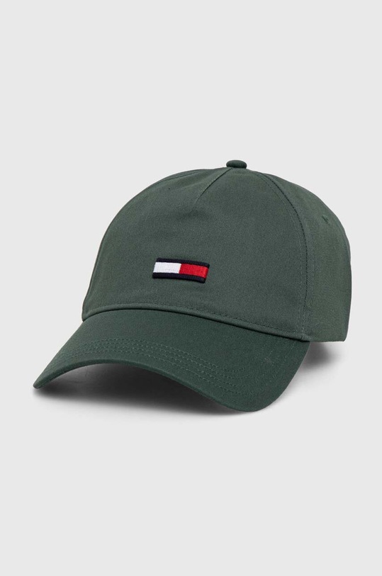 Tommy Jeans czapka z daszkiem bawełniana aplikacja zielony AM0AM11692
