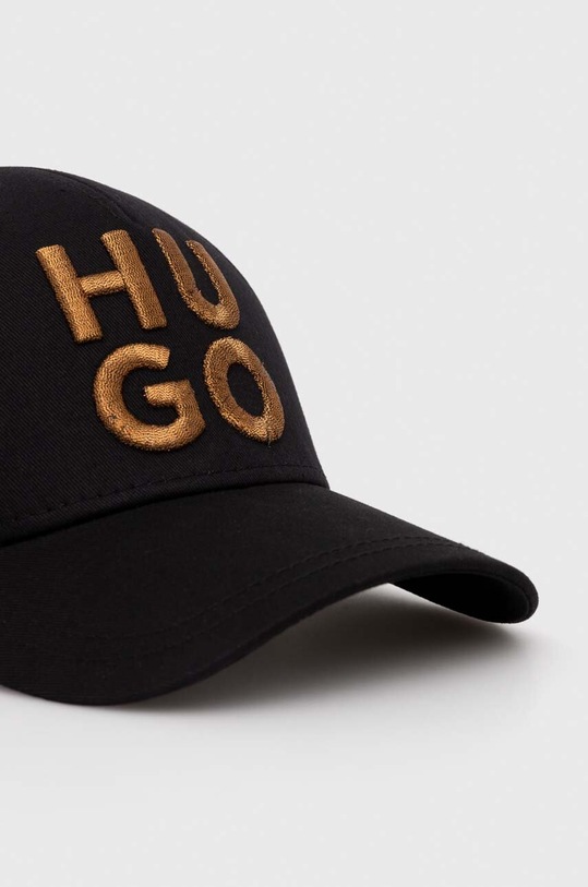 HUGO czapka z daszkiem bawełniana 50502584 czarny SS24