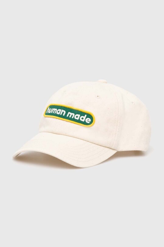 Human Made cotton baseball cap 6 Panel applique beige HM27GD013
