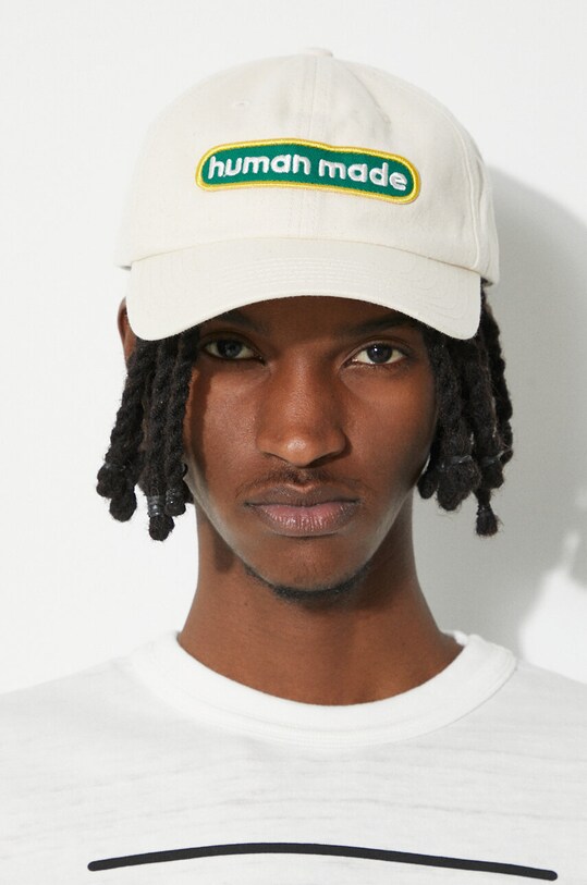 Human Made cotton baseball cap 6 Panel HM27GD013 beige