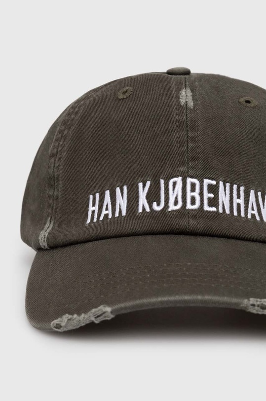 Han Kjøbenhavn cotton baseball cap Distressed Signature Cap A.132999 green SS24