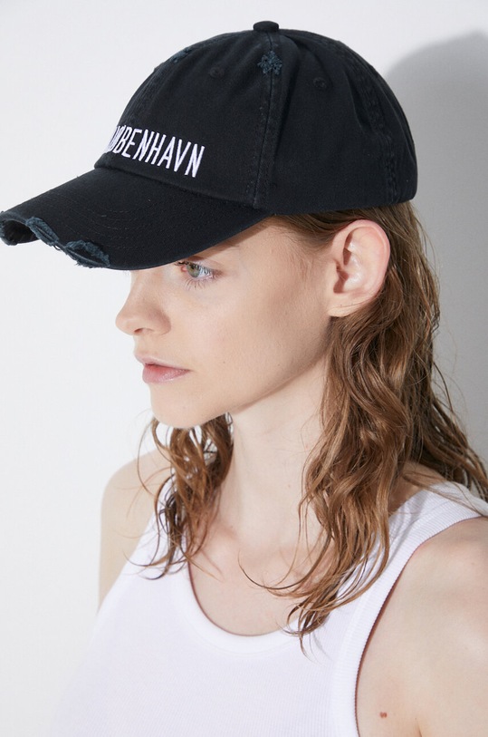 Han Kjøbenhavn czapka z daszkiem bawełniana Distressed Signature Cap A.132999 czarny