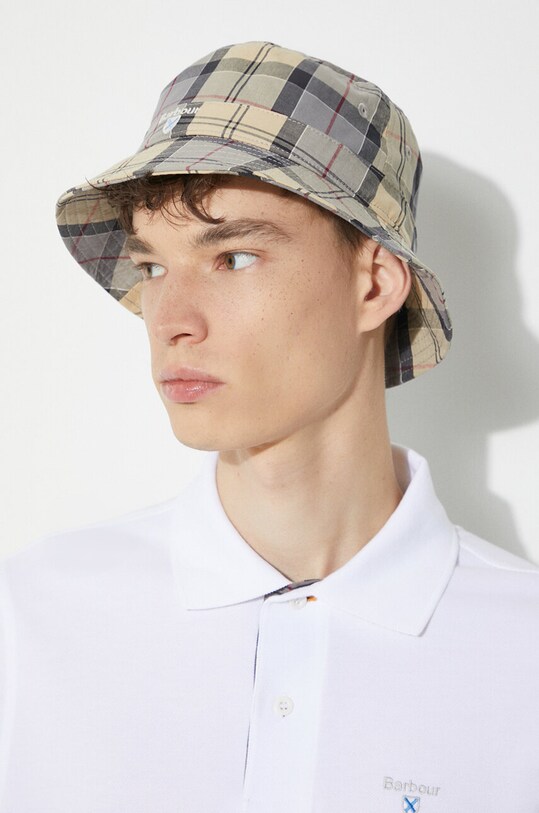 Бавовняний капелюх Barbour Tartan Bucket Hat MHA0618 бежевий