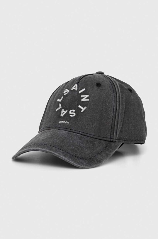 AllSaints czapka z daszkiem bawełniana aplikacja szary 29AS101530