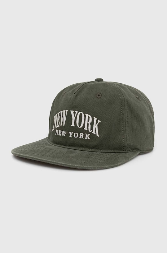 Βαμβακερό καπέλο του μπέιζμπολ Abercrombie & Fitch απλικέ πράσινο KI112.4142.300