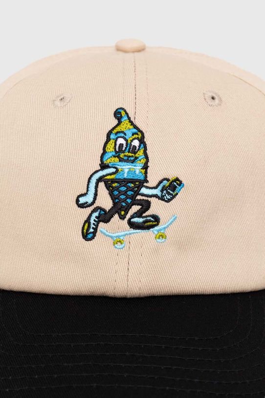 Bavlněná baseballová čepice ICECREAM Team EU Skate Cone Dad Cap IC24141 béžová SS24