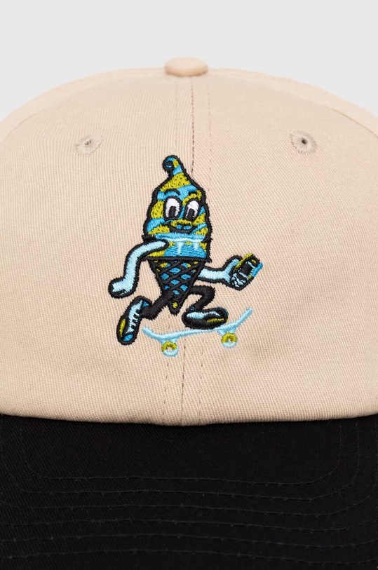 Bavlněná baseballová čepice ICECREAM Team EU Skate Cone Dad Cap IC24141 béžová SS24