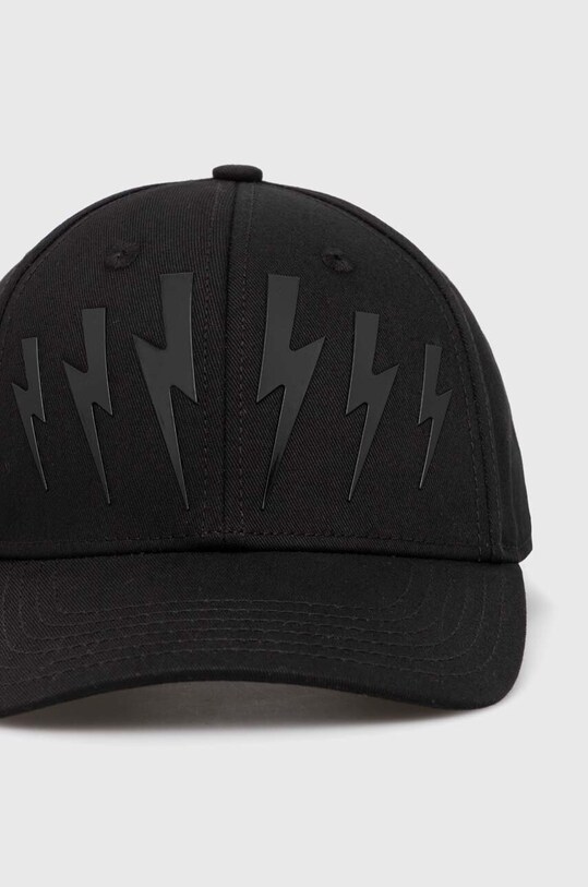 Neil Barrett czapka bawełniana Bolt Cotton Twill Six Panels Cap MY77320A.Y9501.001N czarny SS24