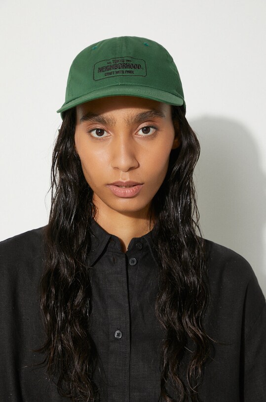Хлопковая кепка NEIGHBORHOOD Dad Cap 241YGNH.HT03 зелёный SS24